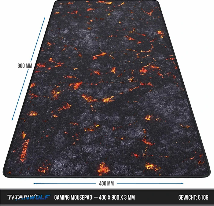 Titanwolf Lava XXL Speed Gaming-Mauspad, schwarz/rot