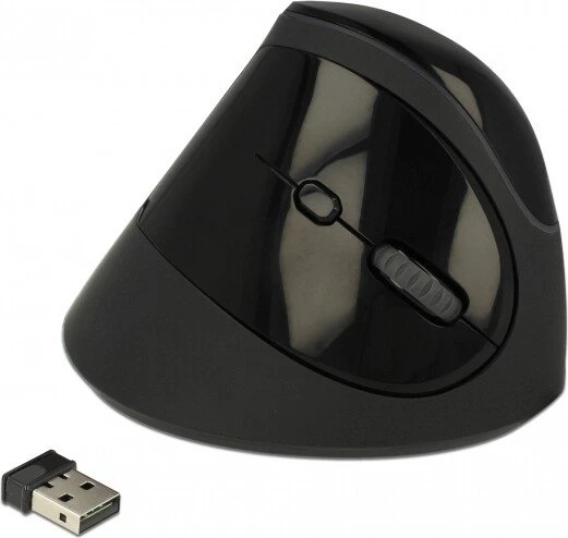 DeLOCK Ergonomische USB Maus vertikal schwarz, kabellos, USB