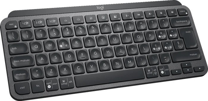 Logitech MX Keys Mini, LEDs weiß, Logi Bolt, Graphite, schwarz, USB/Bluetooth, IT
