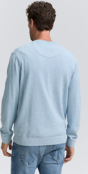 Tom Tailor Strickpullover mit V-Ausschnitt aus Baumwolle Strickpullover light metal blue melange (Herren)