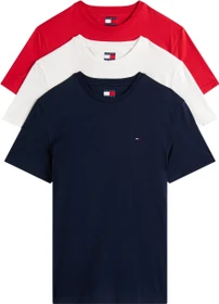 Tommy Hilfiger Flag Extra Slim 3er-Pack T-Shirt kurzarm ecru/dark night/sapphire red (Herren)