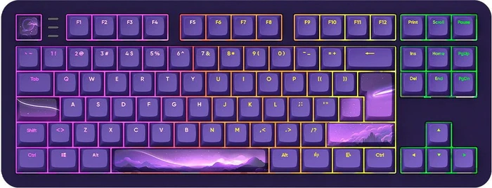Dark Project ALU87B Celestial Gaming Keyboard, violett, LEDs RGB, g3ms Voidstone Silent, USB, DE