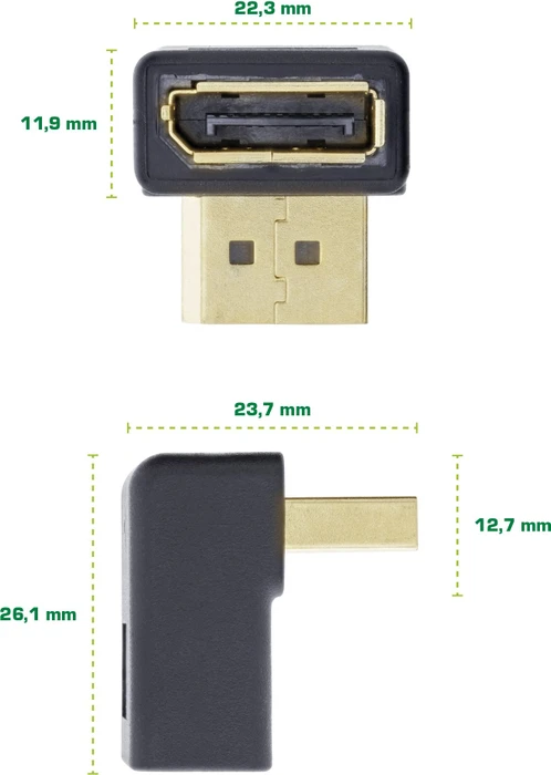 InLine DisplayPort [Buchse] auf Displayport [Stecker] Adapter oben gewinkelt