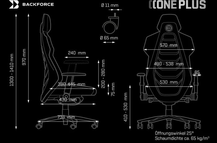 Backforce One Plus Gamingstuhl, schwarz/orange