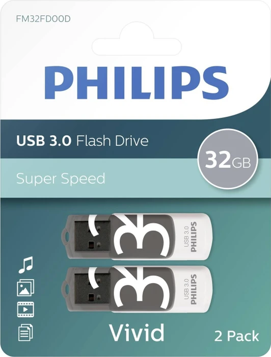 Philips Vivid 32GB grau, USB-A, USB 3.2 Gen 1×1, 2er-Pack