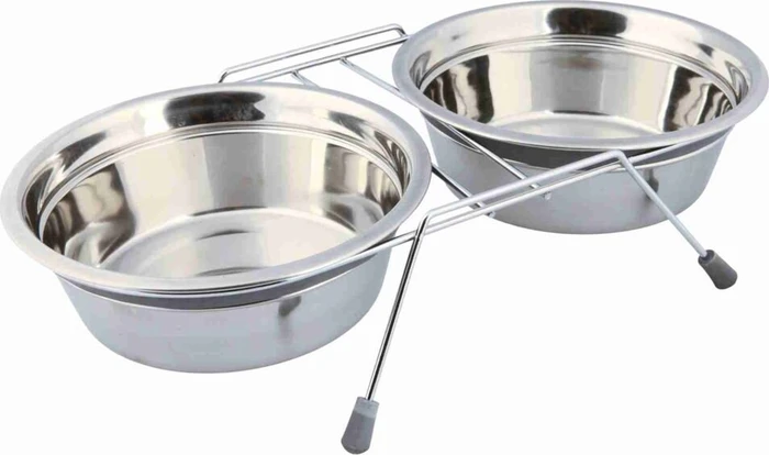 Trixie Napf-Set mit Klapperschutz, 21cm, 23cm, 1.5l, grau
