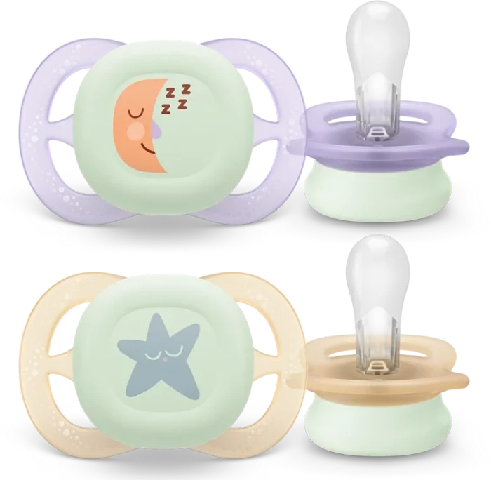 Philips Avent Ultra Air Pacifiers, Light Breathable Pacifiers for Babies Aged 0-6 Months, BPA Free, with Sterilizer Carry Case, 2 Pack, Model SCF085/21