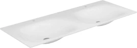 Keuco Edition 11 Doppelwaschtisch aus Varicor 280cm, 2x1 Hahnloch, weiß seidenmatt