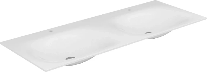 Keuco Edition 11 Doppelwaschtisch aus Varicor 280cm, 2x1 Hahnloch, weiß seidenmatt