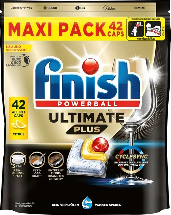 Finish Powerball Ultimate Plus Citrus Geschirrspültabs, 42 Stück