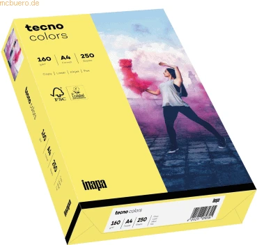 inapa tecno colors Universalpapier mittelgelb, A4, 160g/m², 250 Blatt
