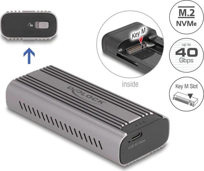 DeLOCK Externes Gehäuse für M.2 NVMe SSD, USB4