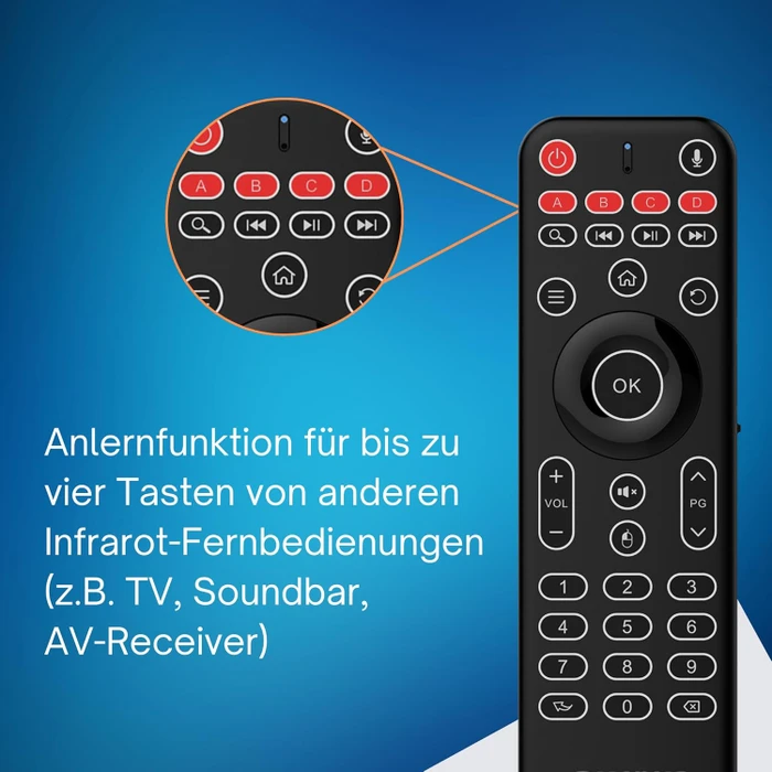 Orbsmart AM-1 Pro Airmouse Fernbedienung mit Mini-Tastatur, DE, USB-A