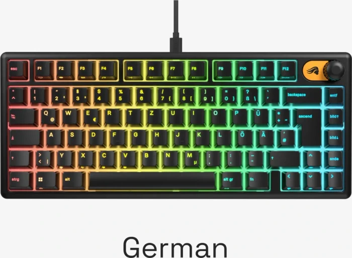 Glorious GMBK 75%, schwarz, LEDs RGB, USB, DE