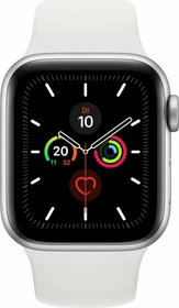 Apple Watch Series 5 (GPS) 40mm Aluminium silber mit Sportarmband weiß