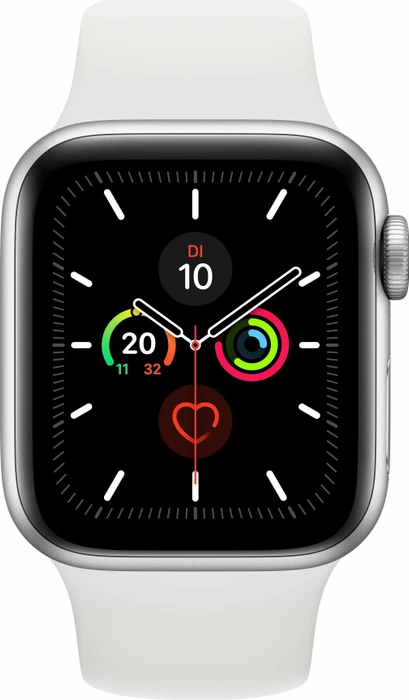 Apple Watch Series 5 (GPS) 40mm Aluminium silber mit Sportarmband weiß