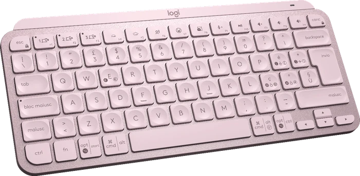 Logitech MX Keys Mini, rosa, LEDs weiß, Logi Bolt, Rose, USB/Bluetooth, IT