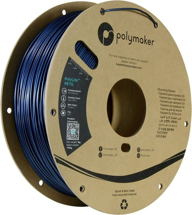 Polymaker PolyLite PETG, blau, Spule, 1.75mm, 1.00kg