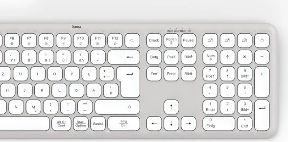 Hama WK-550 Multi-Device-Tastatur, grau/weiß, USB/Bluetooth, DE