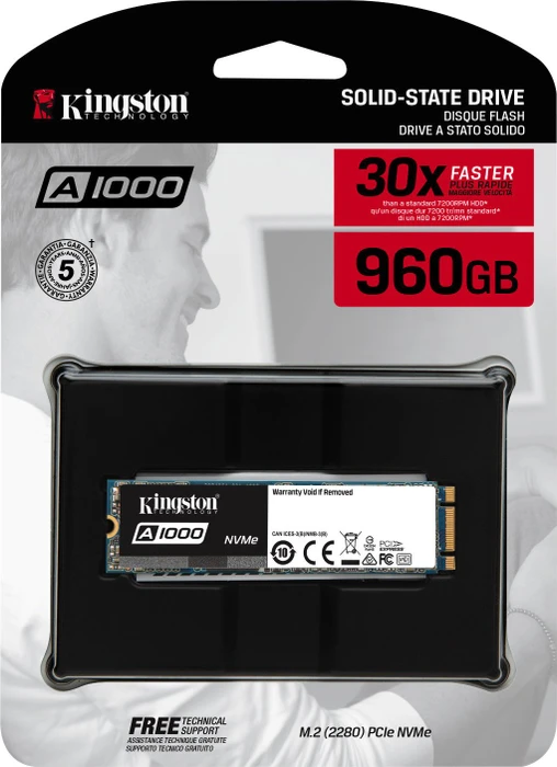 Kingston A1000 SSD 960GB, M.2 2280 / B-M-Key / PCIe 3.0 x2