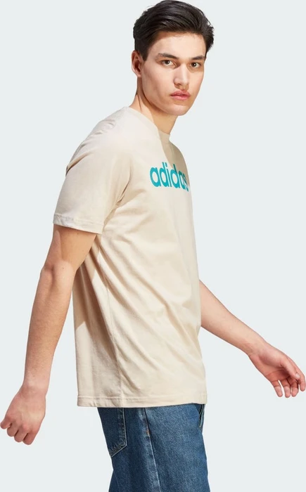 adidas Essentials Single Jersey Linear Embroidered Logo T-Shirt kurzarm wonder beige (Herren)