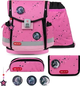Belmil Classy Plus Pink Black Schultaschen-Set, 4-tlg.