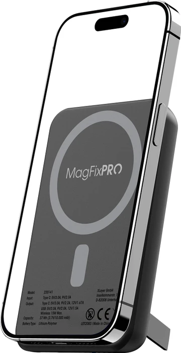 XLayer MagFix Pro 2in1 Powerbank mit Standfuß 10000mAh schwarz
