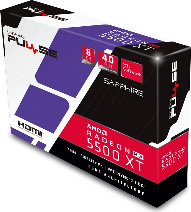 Sapphire Pulse Radeon RX 5500 XT 8G, 8GB GDDR6, HDMI, 3x DP, lite retail