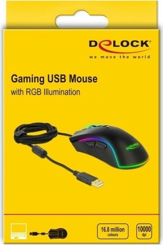 DeLOCK Optische 7-Tasten USB Gaming Maus schwarz, RGB, USB
