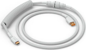 Glorious Premium Coiled Cable USB-C auf USB-A, vergoldet, Tastaturkabel (Spiral-Textilkabel), 1.37m, Ghost White