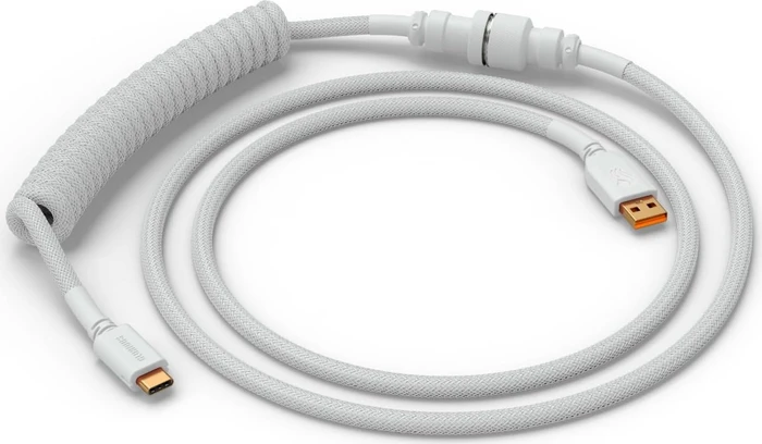 Glorious Premium Coiled Cable USB-C auf USB-A, vergoldet, Tastaturkabel (Spiral-Textilkabel), 1.37m, Ghost White