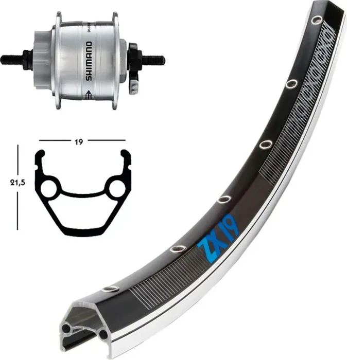 Exal ZX19 36H 21.5mm/19mm 28" 9x100 TA Centerlock Disc Vorderlaufrad schwarz eloxiert