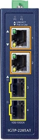 Planet IGTP-2205AT Industrial Gigabit Medienkonverter, 2x RJ-45, 2x SFP, 60W PoE+