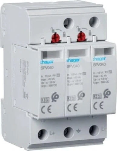 Hager Überspannungsableiter T2 3P 40kA Photovoltaic