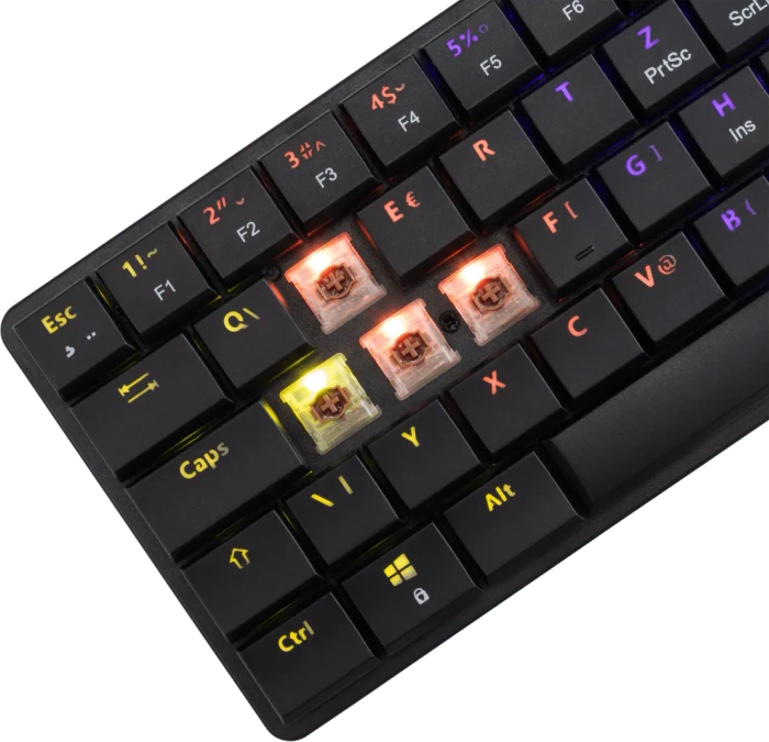 White Shark NAGAMAKI, schwarz, LEDs RGB, low-profile BROWN Switches, USB, US