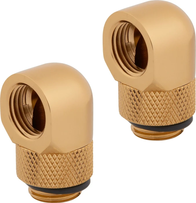 Corsair Hydro X Series XF Hardline, Winkeladapter 90° G1/4", gold, 2er-Pack