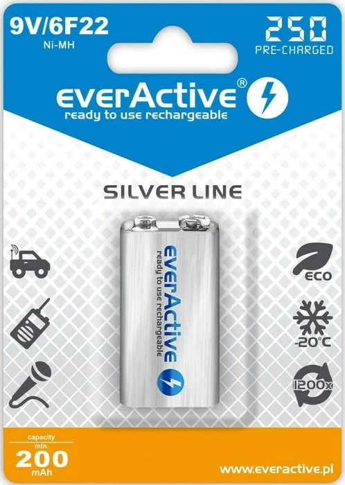 everActive Silver Line 9V-Block NiMH 250mAh