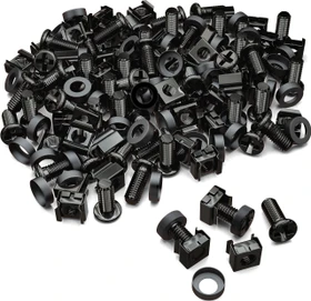deleyCON MK3869, M6 Käfigmuttern Schrauben Set für Netzwerkschränke Servergehäuse, Kreuzschlitz, schwarz, 50 Stück