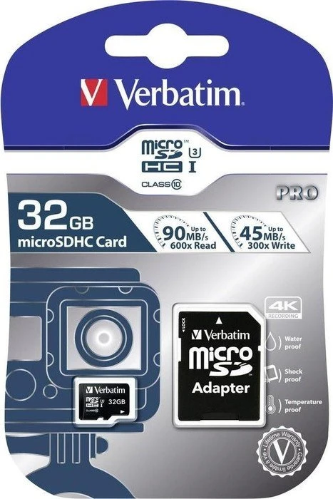Verbatim Pro U3 R90/W45 32GB Kit, UHS-I U3, Class 10