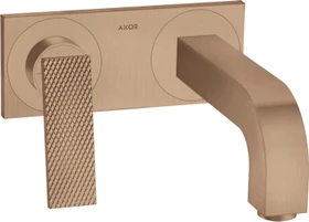 Hansgrohe Axor Citterio 2-Loch Waschbeckenarmatur mit Hebelgriffen Platte und Rautenschliff 220mm brushed red gold
