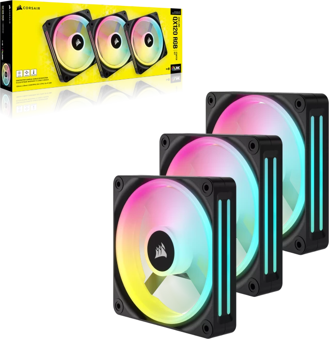 Corsair iCUE LINK QX120 RGB Starter Kit, schwarz, LED-Steuerung, 120mm, 3er-Pack