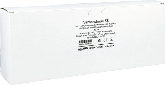 Medenta Verbandmull unsteril 8-fach zickzack, 10cm x 10m, 1 Stück