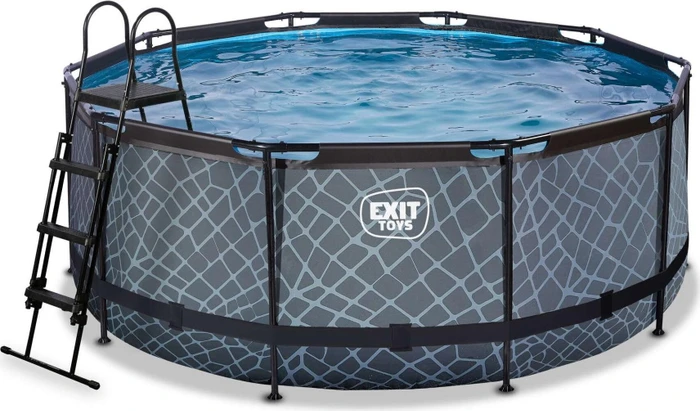 Exit Toys Stone Frame Pool mit Filterpumpe rund 360x122cm grau