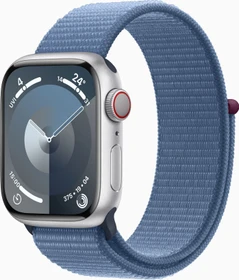 Apple Watch Series 9 (GPS + Cellular) 41mm Aluminium silber mit Sport Loop winterblau