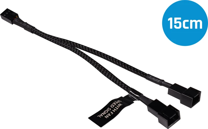 Alphacool 3-Pin auf 2x 3-Pin Verteiler, sleeved, 15cm, schwarz