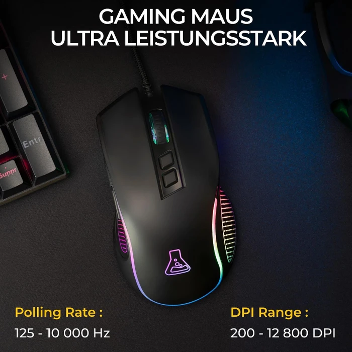 The G-Lab Kult Thorium Gaming Mouse, schwarz, USB