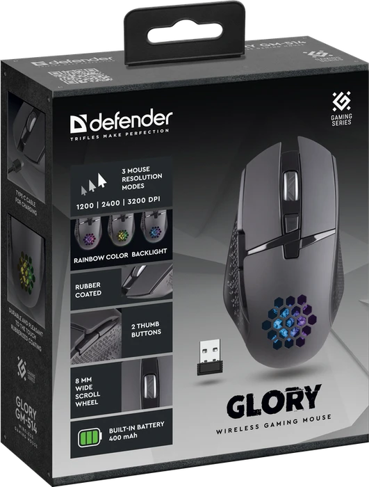 Defender Glory GM-514 Wireless Gaming Mouse schwarz, USB