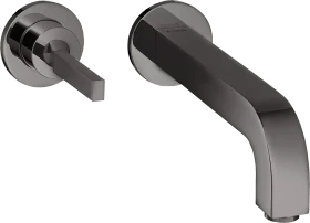 Hansgrohe Axor Citterio Einhebel-Waschtischmischer Unterputz für Wandmontage mit Pingriff Auslauf 220mm und Rosetten polished black chrome