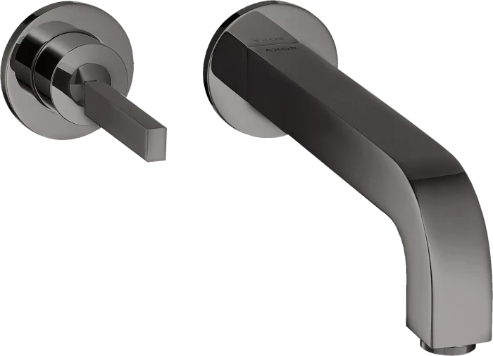 Hansgrohe Axor Citterio Einhebel-Waschtischmischer Unterputz für Wandmontage mit Pingriff Auslauf 220mm und Rosetten polished black chrome