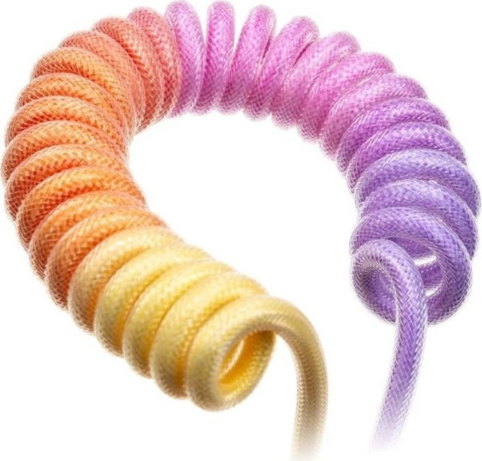 Ducky Premicord Spiralkabel USB-C auf USB-A, Tastaturkabel (Spiral-Textilkabel), 1.8m, Gradient Color Afterglow